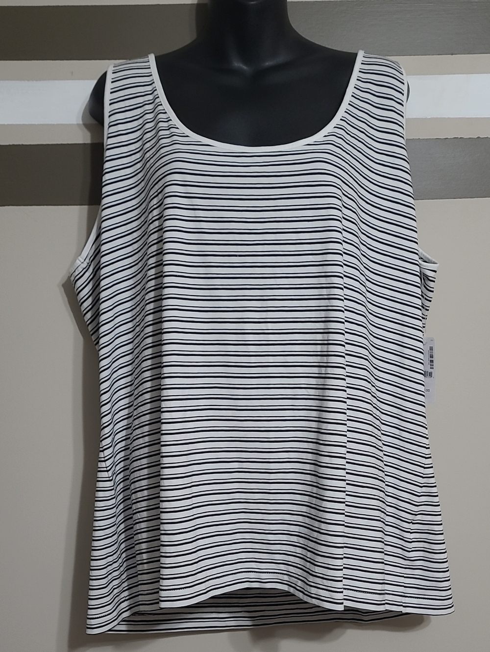 NWT Addition Elle White & Black Striped Sleeveless Tank Top Size 3X